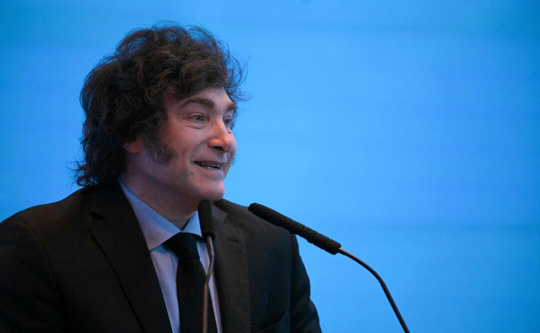 Milei recalcó que él heredó del Gobierno anterior un déficit fiscal del 15 % del PIB. "Decidimos emprender un ajuste. Hoy les digo que seis meses después hemos hecho el ajuste fiscal más grande de la historia" de Argentina, señaló entre las ovaciones del público. Foto: JUAN MABROMATA / AFP