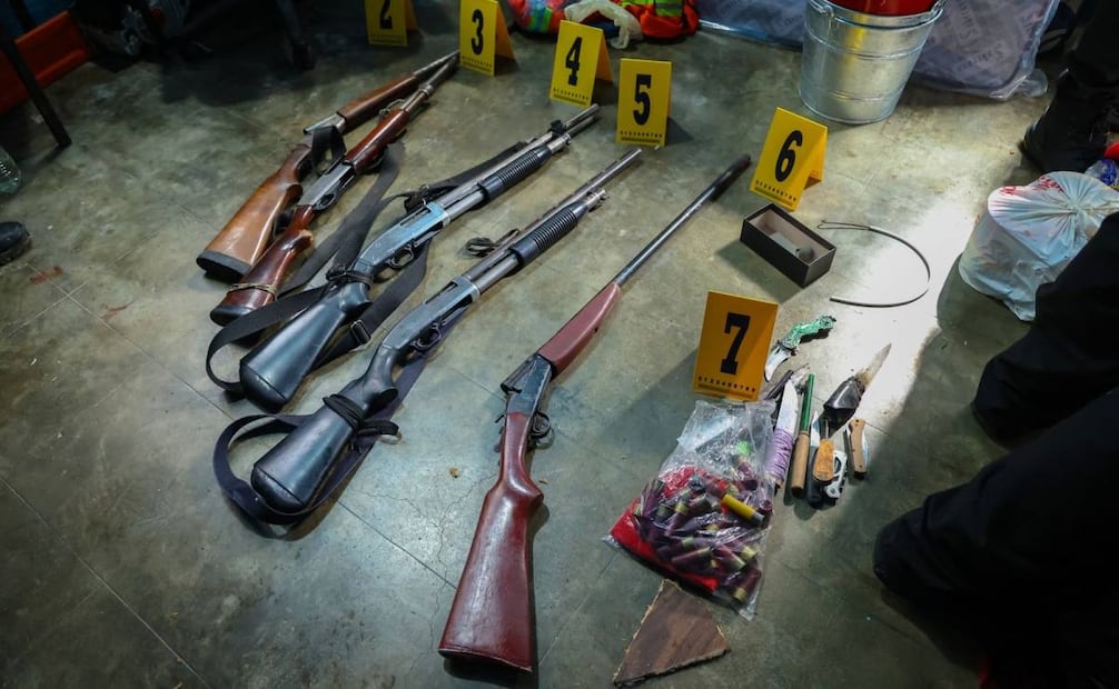 Armas aseguradas durante la detención (14/08/2025). Foto: Especial