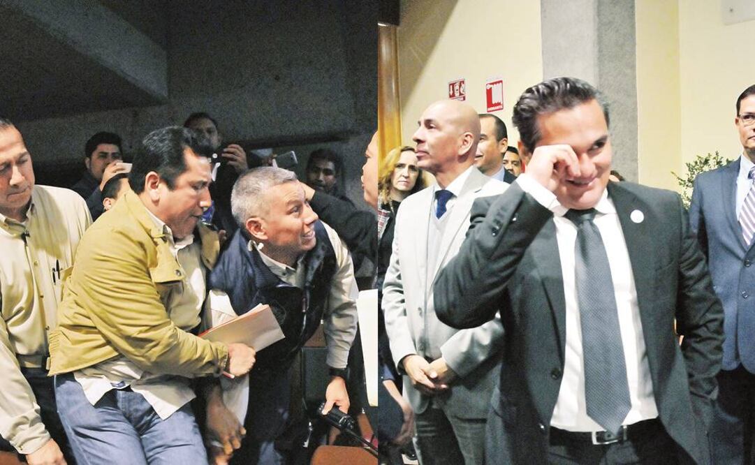 Gonzalo Vicencio, ex candidato de Morena a Chicontepec, interrumpió la comparecencia de Jorge Winckler por lo que la sesión se suspendió por cinco minutos (FOTOS: MIGUEL CARMONA. EL UNIVERSAL)