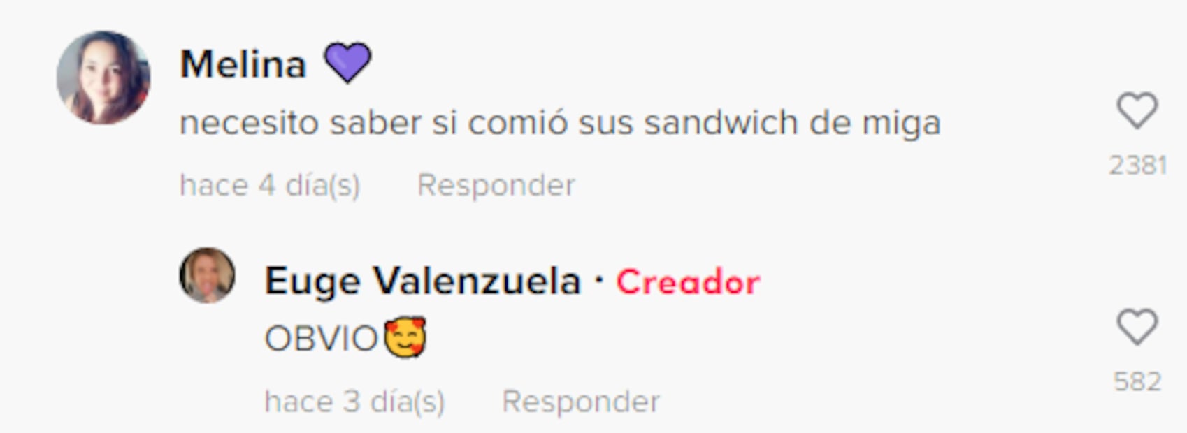 Las reacciones al video de la abuela de 99 años. Fuente: Captura de TikTok