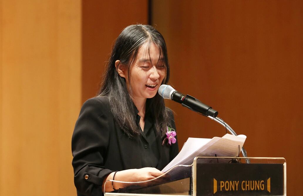 Han Kang, la Premio Nobel de Literatura 2024, en la ceremonia del Pony Chung Innovation Award.
Foto: EFE