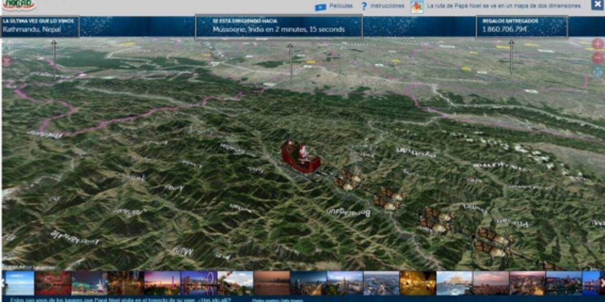 Militares de EU y Canadá siguen a Santa Claus en su recorrido por el mundo