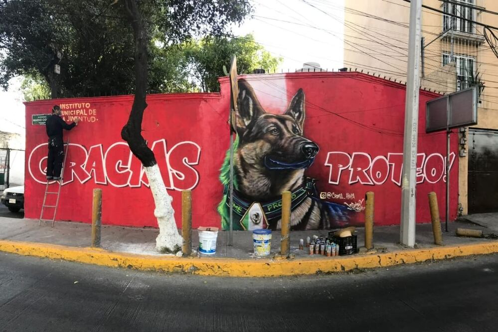 El mural de Proteo fue realizado por un artista urbano de México. Foto: Twitter @IMJTlalne
