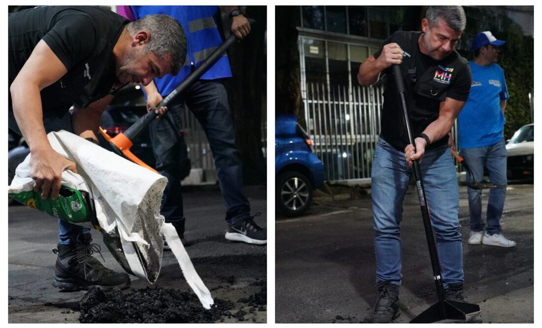 Miguel Hidalgo supera meta de bacheo; equipo de Tabe tapa mil 900 baches en tres semanas. Foto: Especial