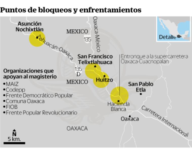 Se enfrentan PF y grupos afines a CNTE; 6 muertos
