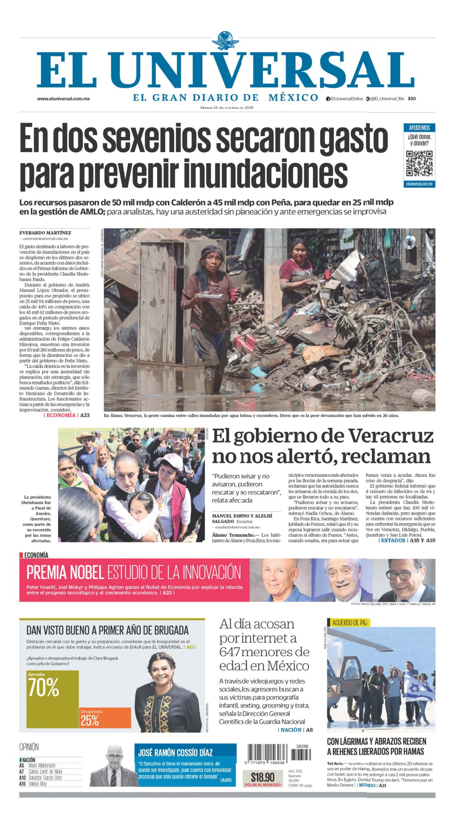 Portada impresa del 14 de octubre de 2025