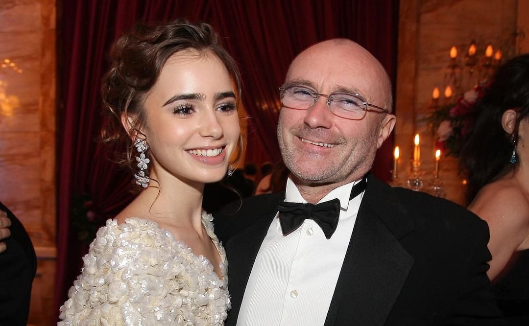 Lily Collins y Phil Collins. Fuente: Twitter @showmundialshow