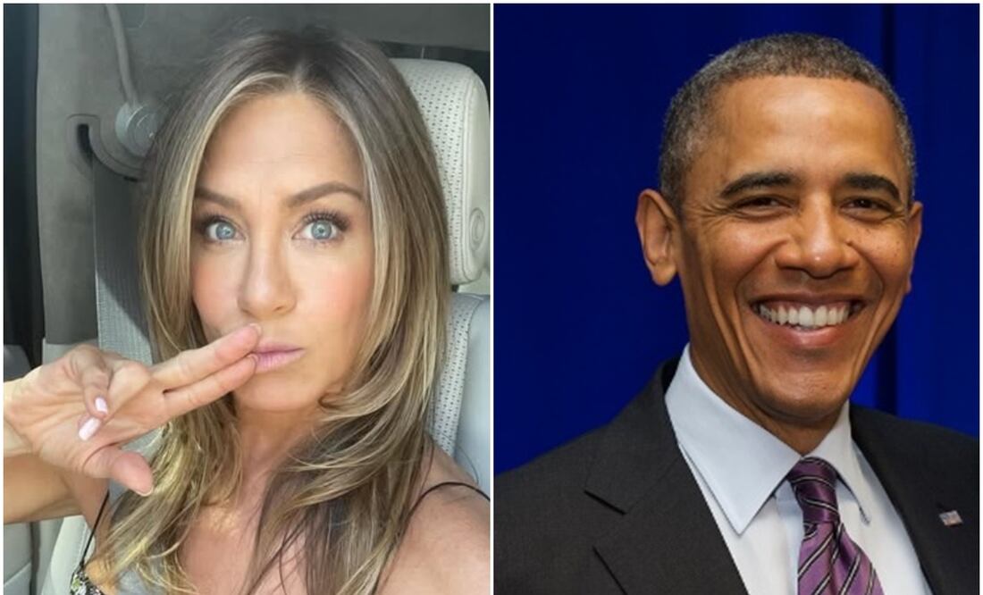 La actriz Jennifer Aniston y el expresidente de Estados Unidos Barack Obama.