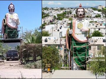 Escultura gigante de San Judas Tadeo en Sinaloa causa sensación en redes sociales