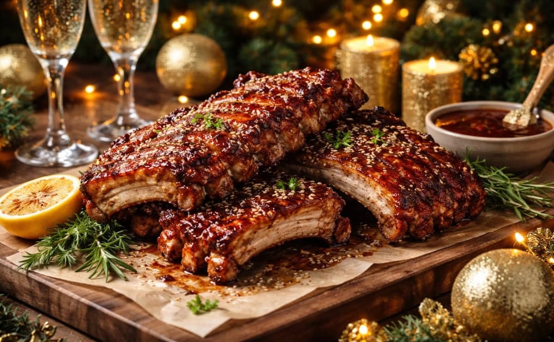 Te enseñamos a hacer costillas glaseadasen menos de 4 horas. Foto: Imagen creada con AI.