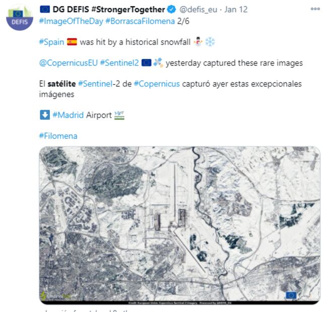 Así se vio la histórica nevada en España desde el espacio