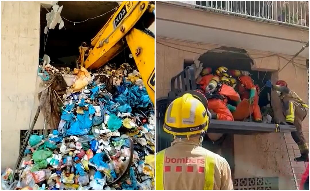 Rescatan a hombre de entre pilas de basura que acumulaba en su vivienda. Foto: Twitter @punsix