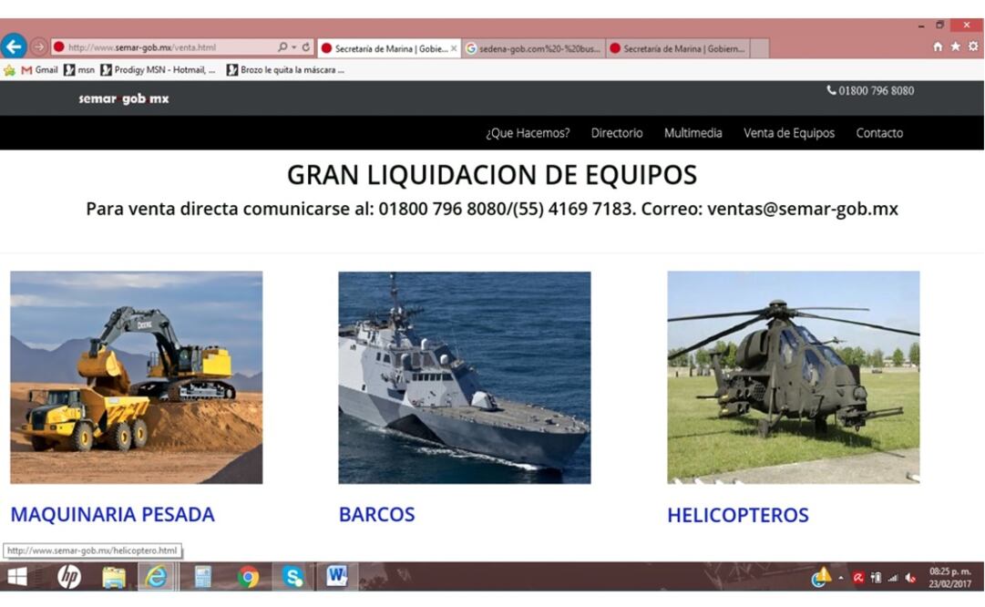 Imagen del portal apócrifo que después fue inhabilitado. /Especial