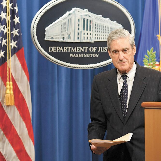 Robert Mueller, quien fue el fiscal especial para el Ru siagate , ayer en el Departamento de Justicia, en Washington. Afirmó que si hubiera tenido la confianza de que Donald Trump no cometió un crimen lo hubiera dicho... no fue así. MANDEL NGAN. AFP