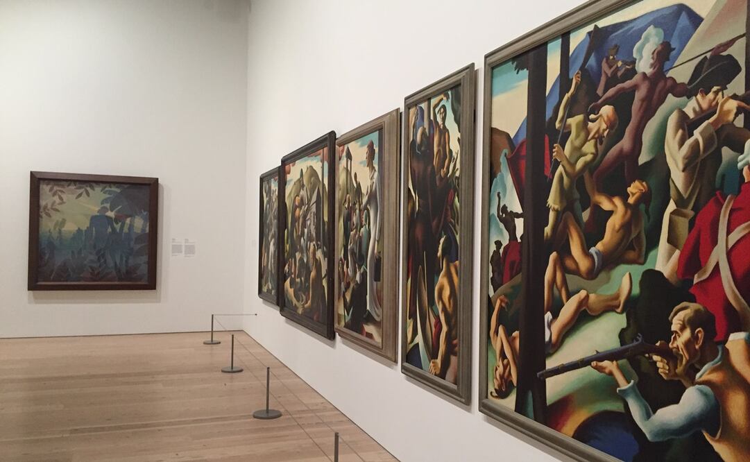 Obras de Aaron Douglas y Thomas Hart Benton. Foto: Sonia Sierra/ EL UNIVERSAL