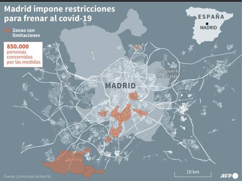 Madrid pide "apoyo logístico militar urgente" para detener contagios de Covid-19