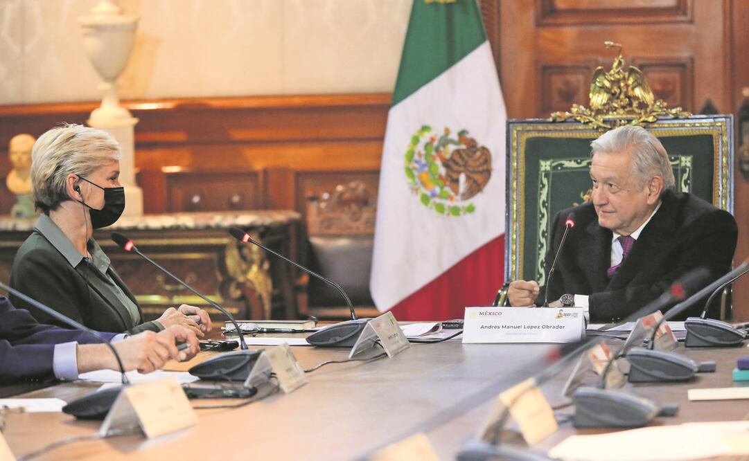 El presidente Andrés Manuel López Obrador y la secretaria de Energía de Estados Unidos, Jennifer Granholm, se reunieron ayer en Palacio Nacional. Foto: PRESIDENCIA