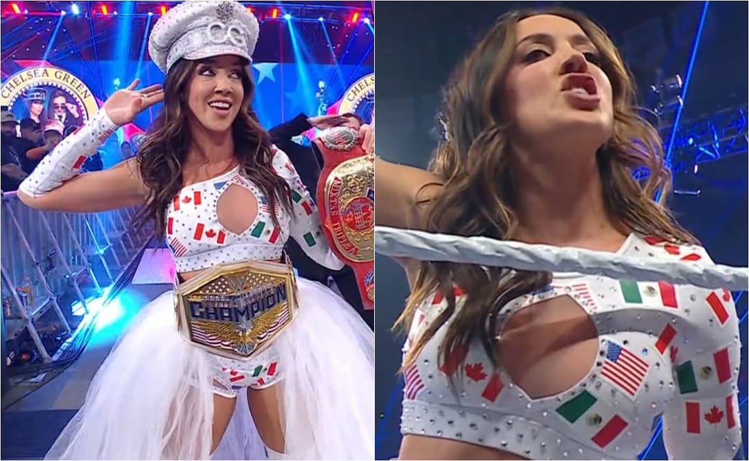 FOTO: ESPECIAL - Chelsea Green, estrella de la WWE porta la bandera de México en su presentación en Smack Down