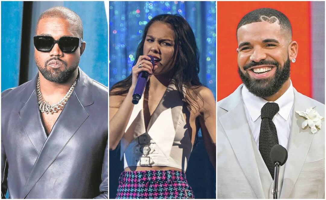Kanye West, Olivia Rodrigo y Drake. Archivo