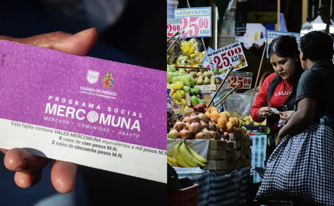 Conoce en que comercios puedes canjear tus vales "Mercomuna 2025". Foto: Fernanda Rojas / EL UNIVERSAL y Captura de pantalla