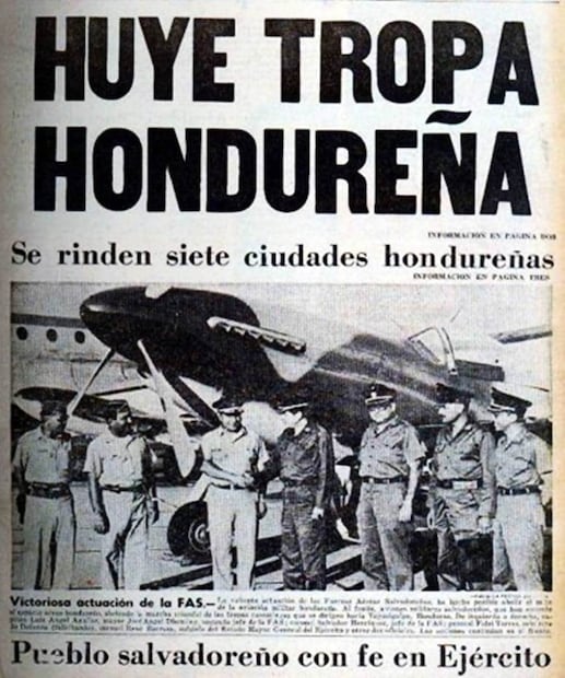 Notas periodísticas daban cuenta de la rendición de siete ciudades hondureñas a manos del ejército salvadoreño; mientras que la nación de El Salvador tenía fé en sus tropas. Tomada de Internet.
