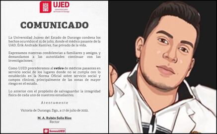 Tras asesinato del médico Eric Andrade, universidades retirarán a pasantes en zonas de riesgo de Durango