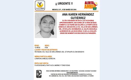 Activan Alerta Amber por desaparición de menor en Iztapalapa