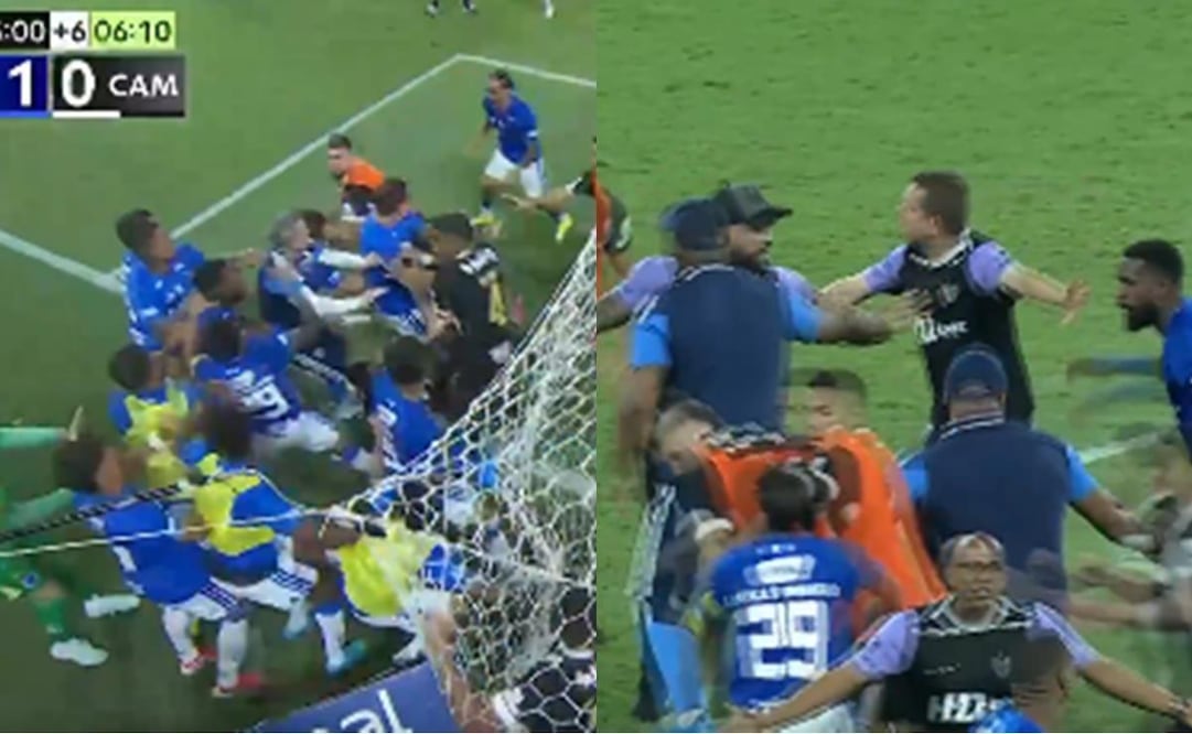 Pelea campal entre jugadores del Cruzeiro y Atlético Mineiro / Foto: Especial