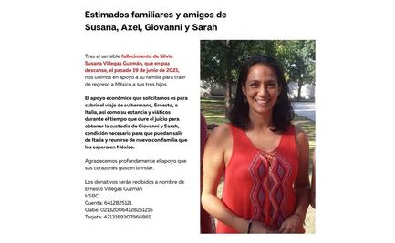 Piden apoyo para trasladar cuerpo de mujer mexicana, víctima de feminicidio en Italia