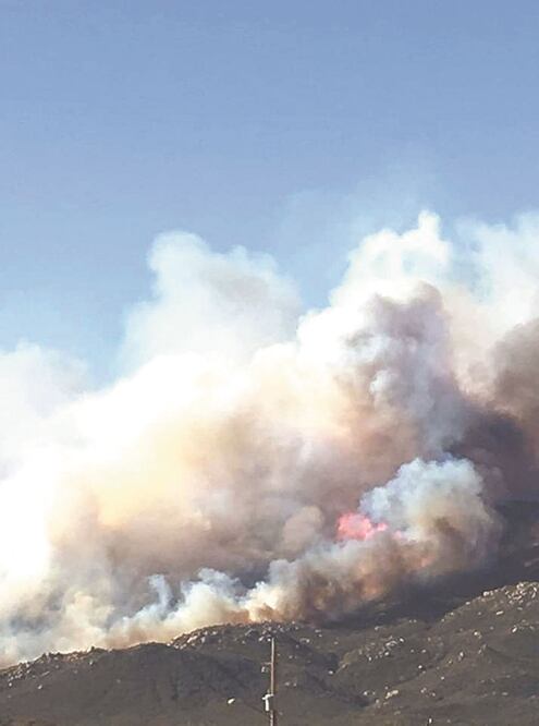 Siniestro. Un incendio forestal fue alimentado por los vientos de Santa Ana en el municipio de Ensenada. CORTESÍA: FAUSTO DÍAZ