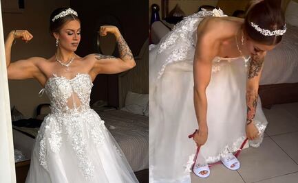Joven vestida de novia se ejercita minutos antes de su boda; video se viraliza en TikTok