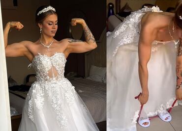 Joven vestida de novia se ejercita minutos antes de su boda; video se viraliza en TikTok