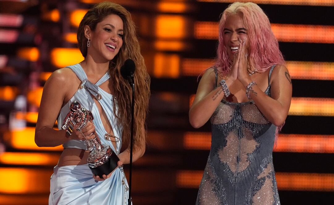 Shakira y Karol G ganaron el reconocimiento a mejor colaboración. Foto: AP