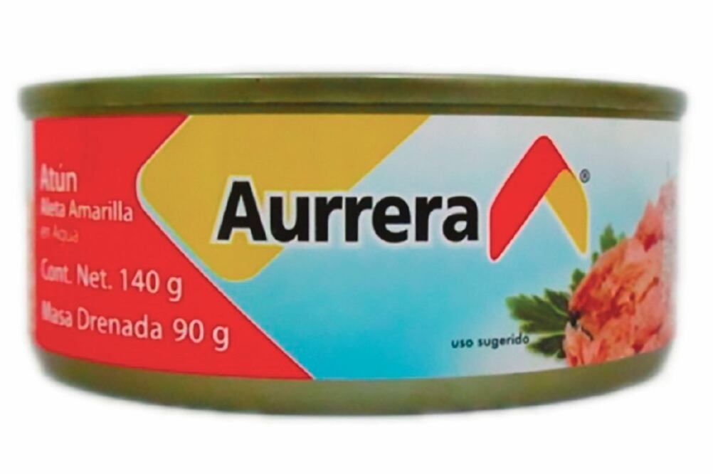 En la presentación de atún aleta amarilla con proteína de soya en agua y aceite de la marca Aurrera, había 62% de soya en masa drenada, dijo Profeco. Foto: ESPECIAL