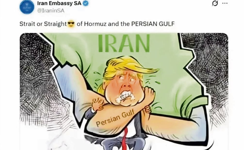 Además de videos, se han difundido ilustraciones que dan cuenta cómo Irán está presionando a Trump con el cierre del estrecho de Ormuz.