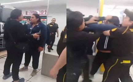 VIDEO: ¡De dos a tres caídas! Captan a mujer golpeando a Policías Municipales en Coppel de Puebla