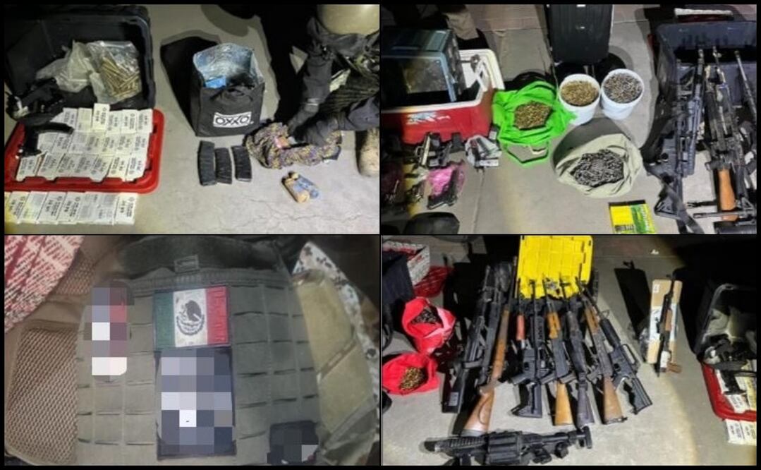 Decomiso de equipamiento bélico en Sonora. Foto: Mesa de Seguridad Sonora