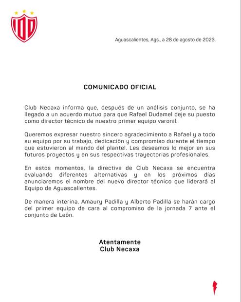 Necaxa despidió a Rafael Dudamel