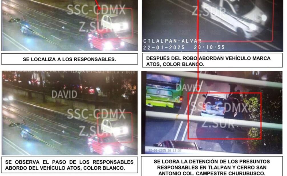 Cámaras de seguridad captan el vehículo donde los ladrones escaparon (23/01/25) Foto: Especial