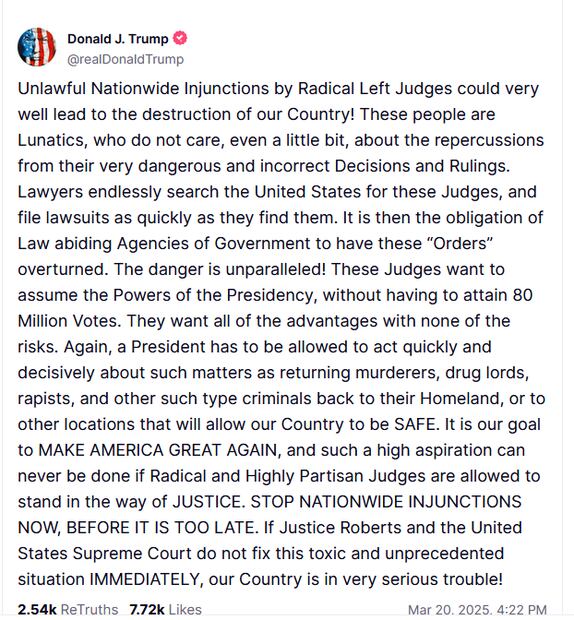 Foto: Truth social @realDonaldTrump