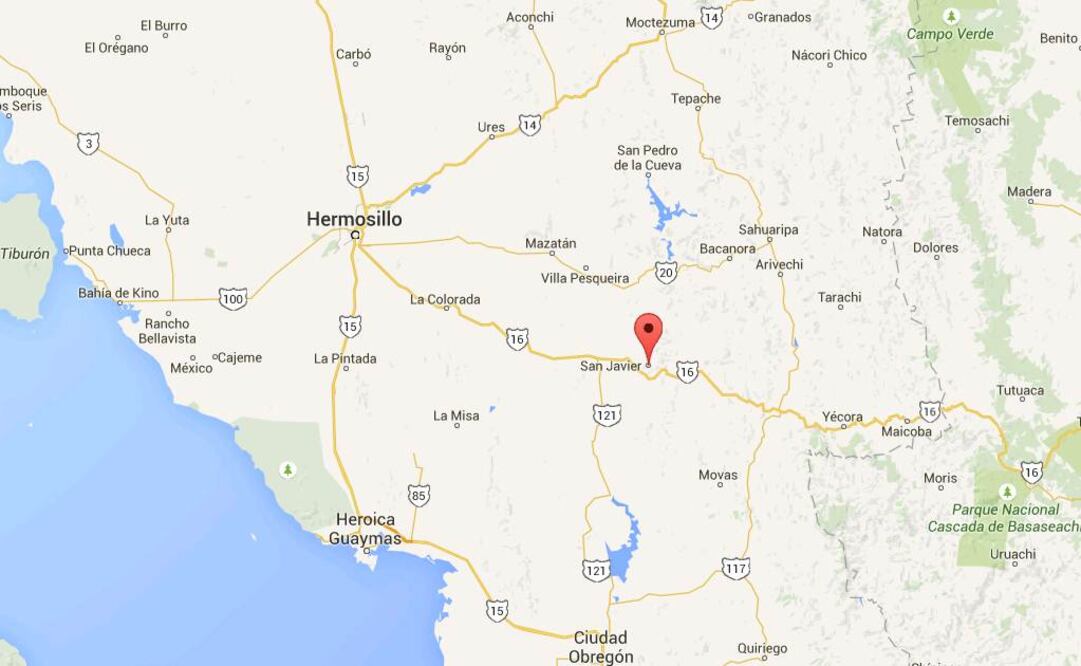 Mapa de Google que muestra la ubicación de San Javier