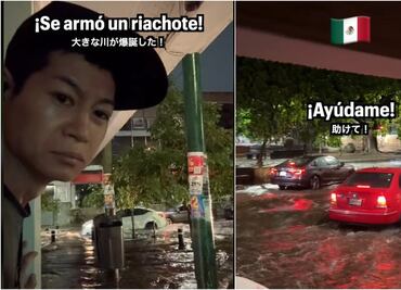 Lluvias en CDMX: japonés queda atrapado en severa inundación y se viraliza; "voy a nadar a mi casa con esta corriente"