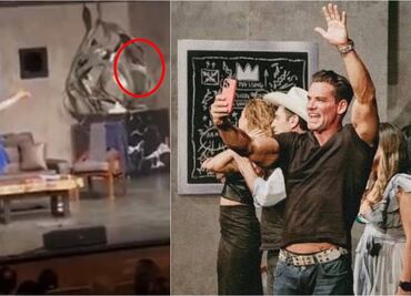 Una mujer sube al escenario y lanza billetes a Cristian de la Fuente; quería pagar por sus servicios