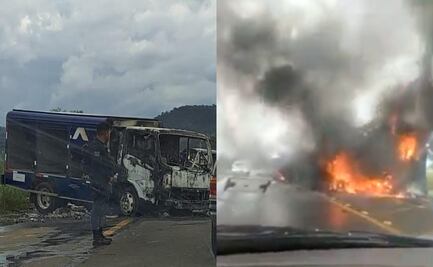 Video. Normalistas roban con violencia tres camiones repartidores y les prenden fuego en Michoacán