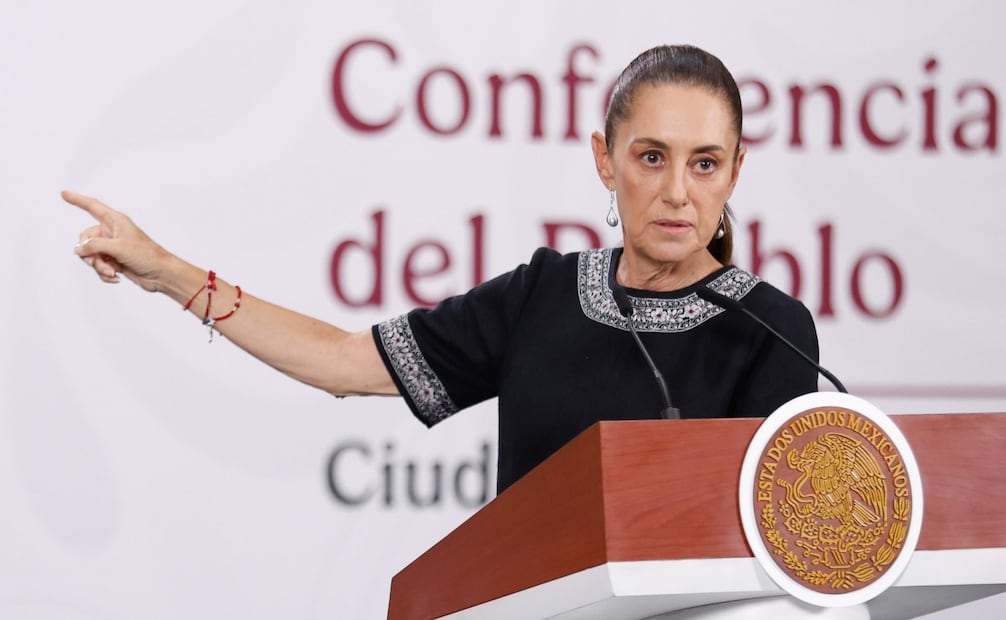 La presidenta Claudia Sheinbaum durante la “Mañanera del Pueblo” en Palacio Nacional este 7 de mayo de 2026. Foto: Diego Simón Sánchez/ EL UNIVERSAL