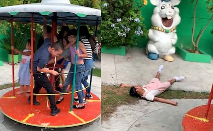VIDEO: ¡Las risas no faltaron! Niños se descontrolan en juego y menor sale volando