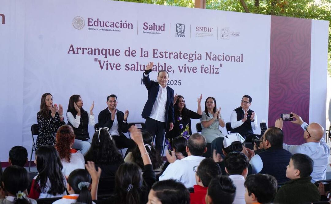 El gobernador de Sonora puso en marcha programa “Vive Saludable, Vive Feliz” en escuelas de la entidad (12/03/2025). Foto: Especial
