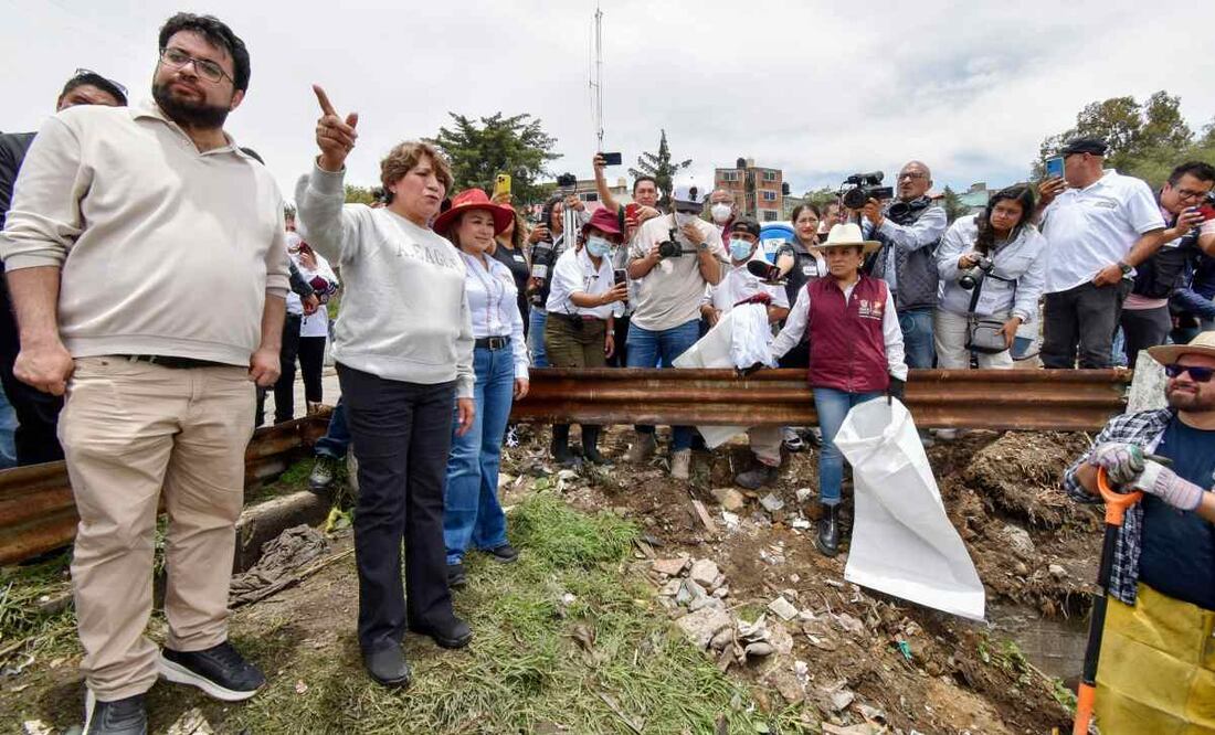 Gobernadora Delfina Gómez Álvarez en jornada de limpieza / Foto. Especial