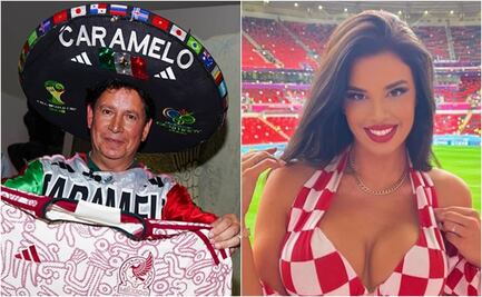 Caramelo posa junto con modelo Ivana Knoll, la novia del mundial, en el Argentina vs Croacia