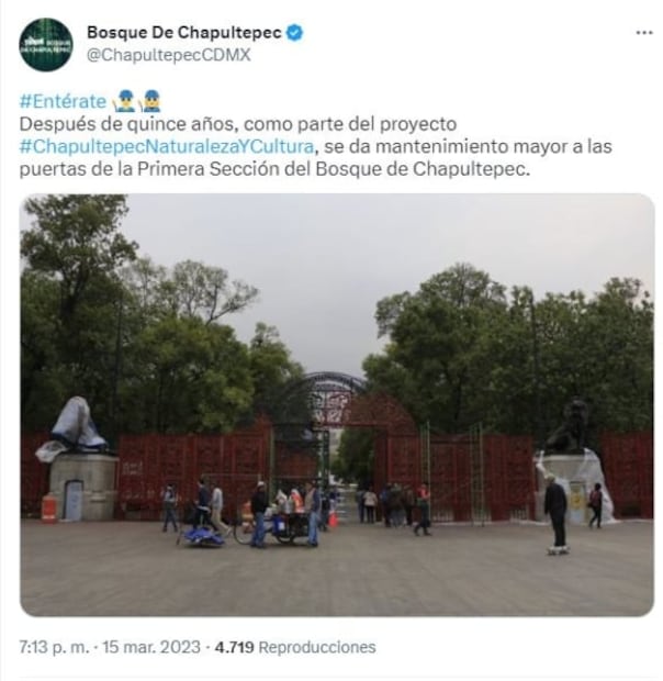 ¿Puerta de Leones del Bosque de Chapultepec cambia de color? CDMX aclara nuevo tono